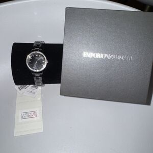 Emporio Armani Cleo Quartz Crystal Black Dial Ladies Watch AR70008